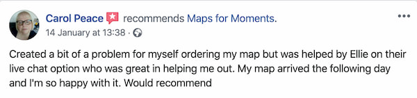 Maps for Moments quick delivery customer testimonial number two