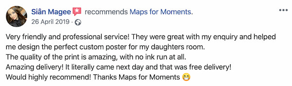 Maps for Moments quick delivery customer testimonial number three