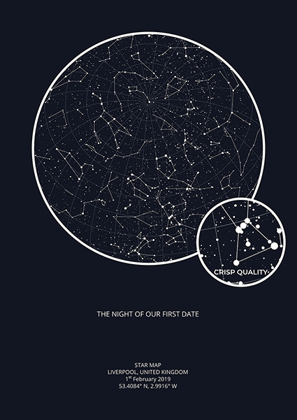 Star Constellations Date And Time Personalized Poster Of The Night Sky & Real Night Sky Print